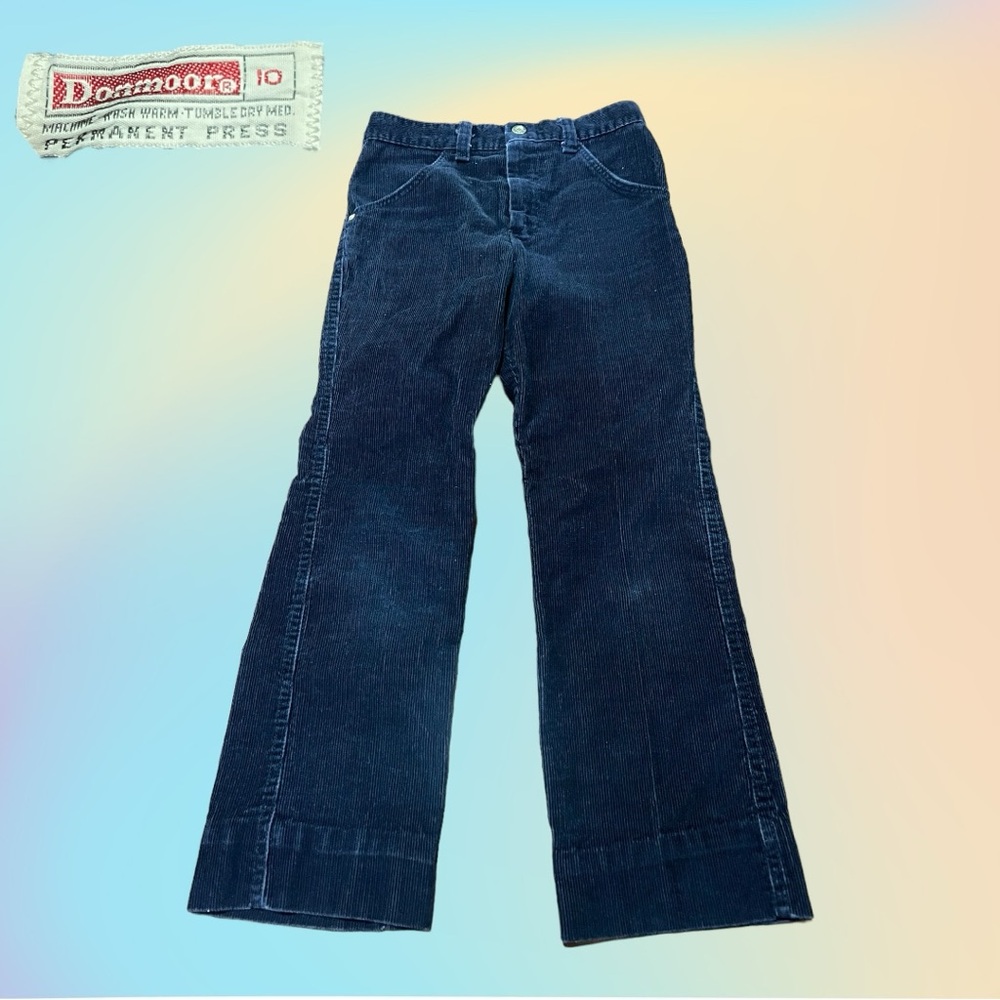 VTG 80's DONMOOR Navy Blue Corduroy Straight Leg Pants VTG Sz 10 (24" Waist)